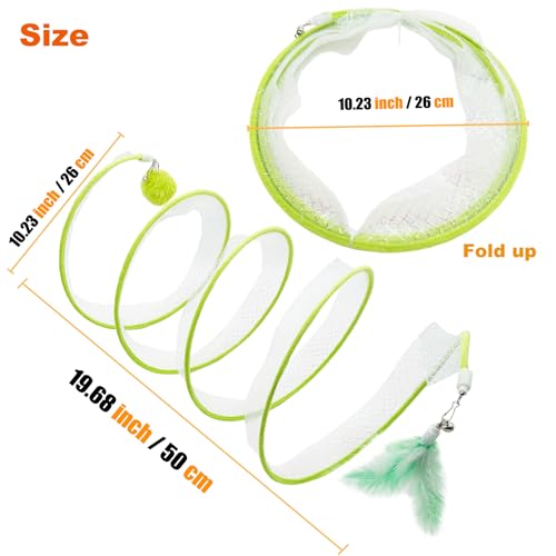 Self Play Cat Hunting Spiral Tunnel Toy, Folded Cat Spring Tunnel Toys for Indoor Cats (Green) - Image 3