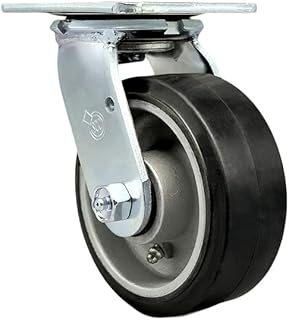 Rubber on Aluminum Swivel Top Plate Heavy Duty Caster with 5 Inch Wheel â€“ 500 lbs. Capacity/Caster - Service Caster Brand
