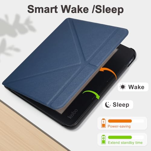Tenano Case for 7" Kobo Libra Colour (Model: N428, 2024 Release), Foldable Cover with Auto Sleep/Wake, Blue - 2