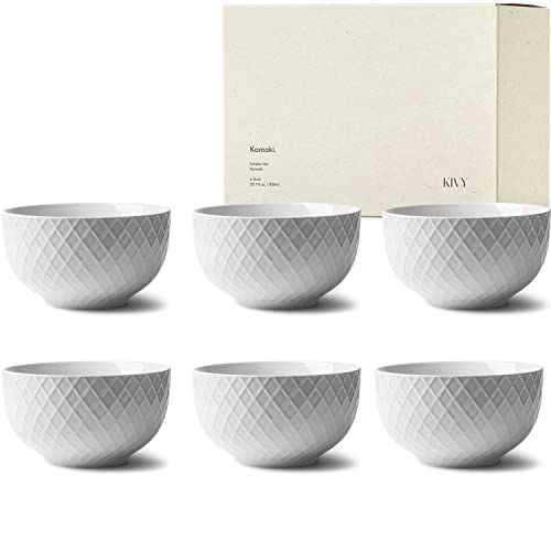 KIVY Keramik Müslischalen Set [6 x 850ml] - Extra Groß für Suppen & Bowls - Müslischale - Suppenschüssel - Müsli Schüssel - Suppenschalen Weiß