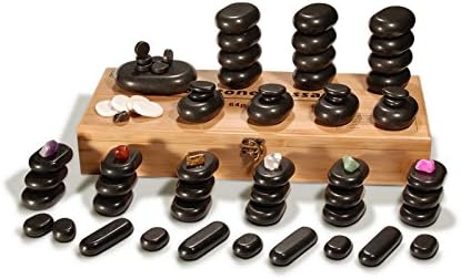Master Massage 70 Premium Deluxe Hot Stone Set for a Full Body Massage Black Lava vocano Basalt Rock
