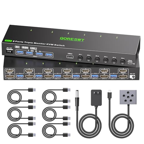 6-PC 8K Dual Monitor KVM Switch