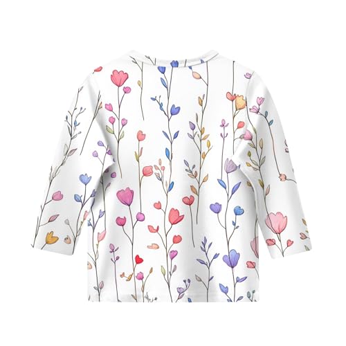 Girls Tops Round Neck Floral Print 3/4 Sleeve Clothes Summer Casual Shirts 5-16 Years Outfits 1/2 Sleeve Pullover2