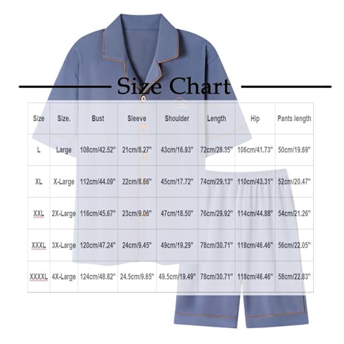 Men's 2 Piece Button Down Pajama Set Pjs Sleepwear Nightwear Soft Short Sleeve Lapel Pjs Sleep Set with Pocket2