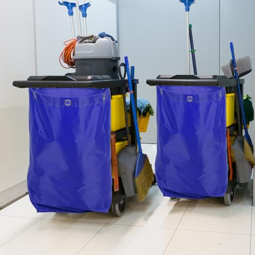Bolsa para carrito de limpieza azul de lona resistente WOONEKY para recogida de residuos 6