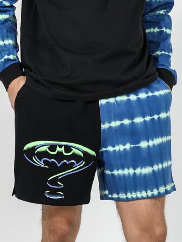 Batman Forever Blended Batman & Riddler Logo Black & Tie-Dye Shorts4
