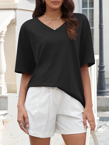 athmile womens summer oversized shirts v neck plus size spring workout tops beach vacation 2025 gym clothes
