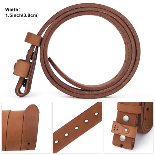 Genuine Leather Men's Belt Top Layer Leather No Buckle Belts Adjustable Fit For Casual Style4