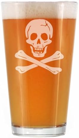Skull and Crossbones Pint Glass for Skull Jolly Roger Flag Gifts ...