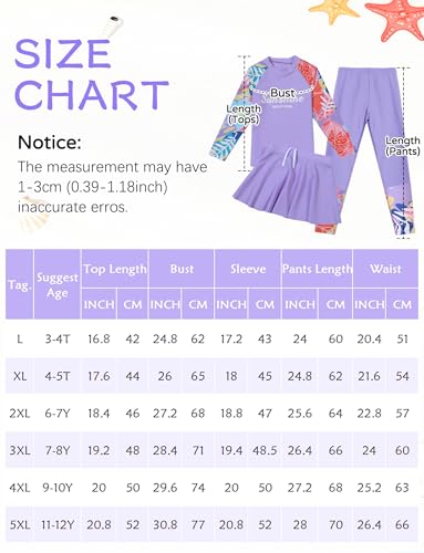Image of Happy Cherry Girls Rash Guard Swimsuit 3 Piece Long Sleeve Swim Shirt with Shorts Long Pants Bathing Suit Swimwear