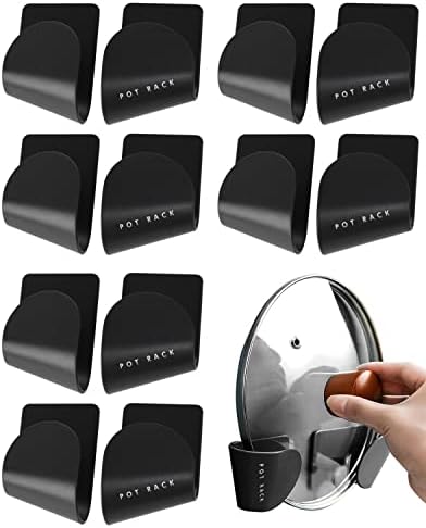 Tendiren Pot Lid Organizer, 6 Pairs of Adjustable Wall Mount Pot Lid Holder Cabinet Door, Pot and Pan Hangers for Kitchen Wall Mount, Cabinet Door Lid Organizer, Save More Space
