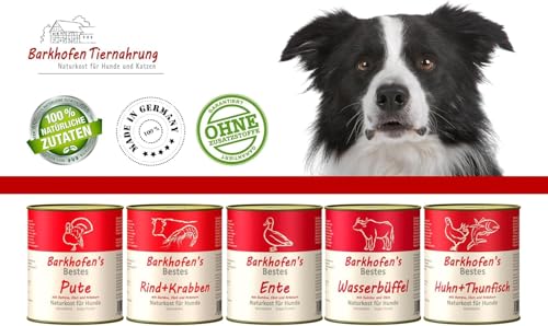 Barkhofen Tiernahrung Nassfutter für Ihren Hund 6X 800 g – Hundefutter nass & getreidefrei mit Huhn – Hunde Futter ohne Getreide