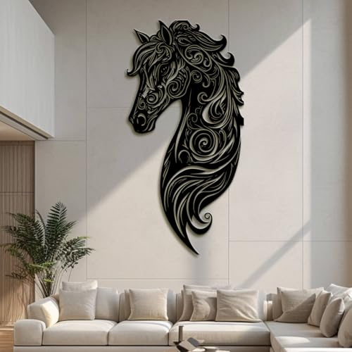 Décoration murale métal cheval doré 75x150 grand format