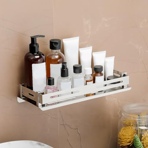 Image of FORTUNE Stainless Steel Wall Mount Bathroom Shelf Multi-Functional Storage Shelf, Kitchen Shelves, Rack & Caddy Basket Bathroom Accessories Homes, Hotels Decor- Silver (18 X 5 Inch) (Pack of 1)