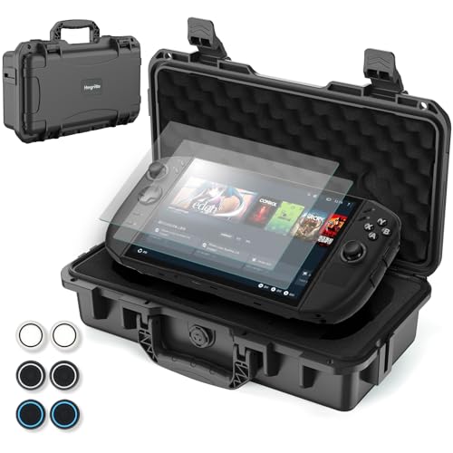 Hmgritto Carrying Case for Lenovo Legion Go 2 9 in 1 Accessories Bundle Include Waterproof Hard Shell Case 6 Thumb Grips and 2 Tempered Glass Screen Protectors