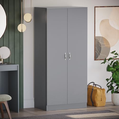 Armario de 2 puertas Vida Designs Riano mueble gris auxiliar con baldas de ropa 2