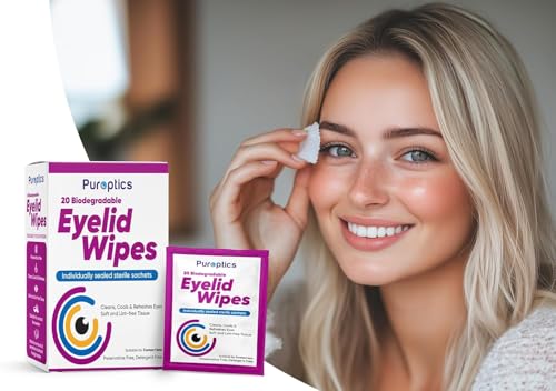 Puroptics Eyelid Wipes | Suitable For Use With Sensitive Eyes, Dry Eyes, Blepharitis & Mgd | Detergent And Preservative Free | 20 Individually Wrapped Eyelid Cleansing Wipes (3) - 6