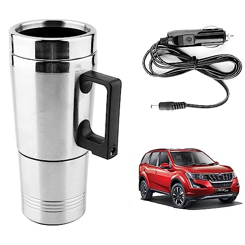 Image of Oshotto 12V Stainless Steel Car Heating Kettle /Mug, Travel Friendly electric Tea /Coffee maker Compatible with Mahindra XUV 500 (300ml) - Silver