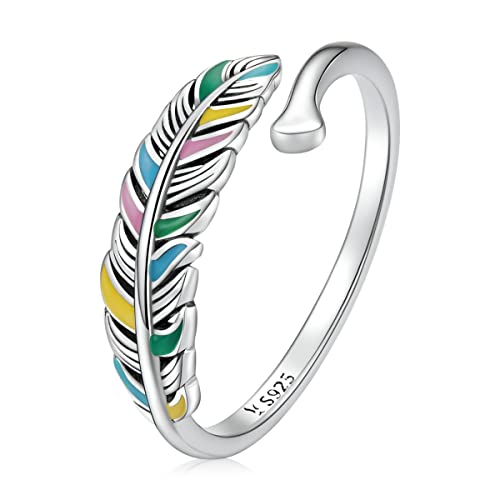 Bague en argent sterling 925 plume vintage ciselée main