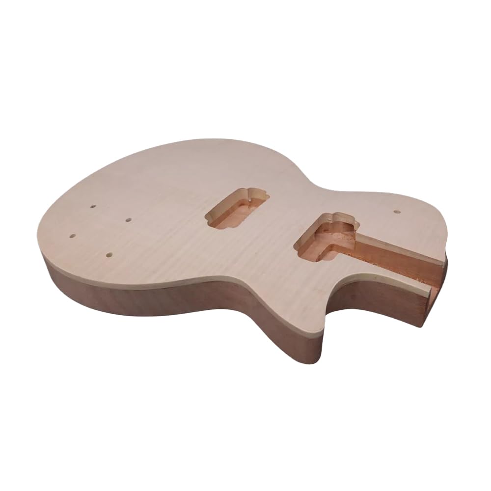 Yinfente E-Gitarre Körper Mahagoni Holz mit Flamme Ahorn Kappe HH Pickups DIY Gitarre Ersatz