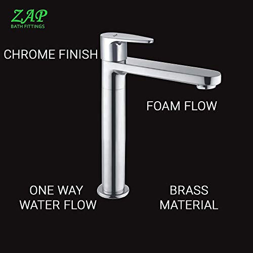 Image of ZAP BREZZA Modern Kitchen Sink Faucet Bathroom Washbasin Stainless Steel Tap Tall Pillar Cock (9 Inch)