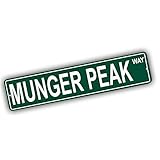 California Mountains Pick Your Mountain Compatible/Replacement for Munger Peak United States Mountain Aluminum Metal Tin Street Sign Style Home Decor For Man Cave Poker Tavern Game Room