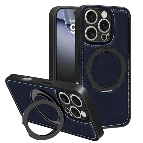 For IPhone 17 / 17 Pro / 17 Air / 17 Pro Max�p ���U�[�P�[�X ? �}�O�l�b�g���J�o�[�A�p�x���߉\�ȃ����O�z���_�[�E�X�^���h�A����~�߉��H�A�r�W�l�X�X�^�C��,17pro max,Blue
