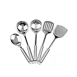 PAKUES-QO Edelstahl Küche Kochgeschirr Set Kochgeschirr Sieb Löffel Spachtel Schaufel Antihaft Kochgeschirr Set