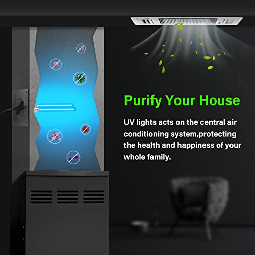 Image of COOSPIDER 9W HVAC UV Light Lamp, Air Purifier for Whole House, UVC Light in Duct for AC Duct with 1 Spare Bulb, 253.7nm Wavelength Ozone Free 110V (CTUV-D9)