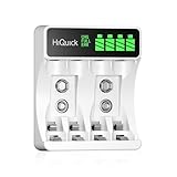 HiQuick 充電池充電器 単3 単4 ニッケル水素 ニカド充電池に対応 急速充電器 LCD付き 電池残量の表示 独立したスロット 単3形 単4形電池充電可能 Type-C入力ポート コンパクト 携帯便利 9V個別充電