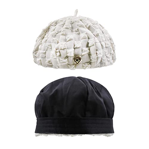 Bolley Joss Women Beret Hat Seersucker Cotton Quilted Hats French Style Beanie Cap Adjustable Fashion Newsboy Hat White #TOP4