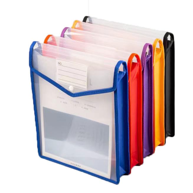 Image of Plastic Poly Envelope File Folder with Snap Button Closure, Waterproof, Legal Size, Assorted Colours (5)