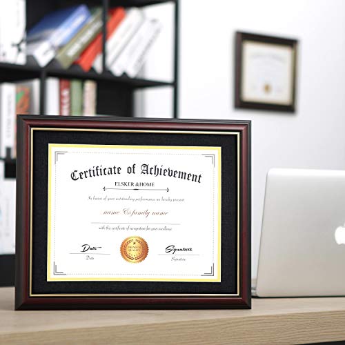 Image of ELSKER&HOME 8.5x11 Diploma Frame with Black Mat,Real Wood Mahogany (Pack of 2)