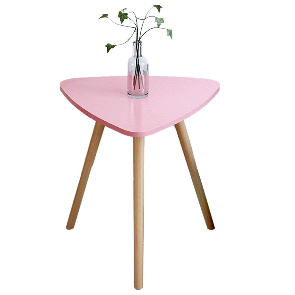 Table café élégant triangle rose petit espace avec support magazine de salon