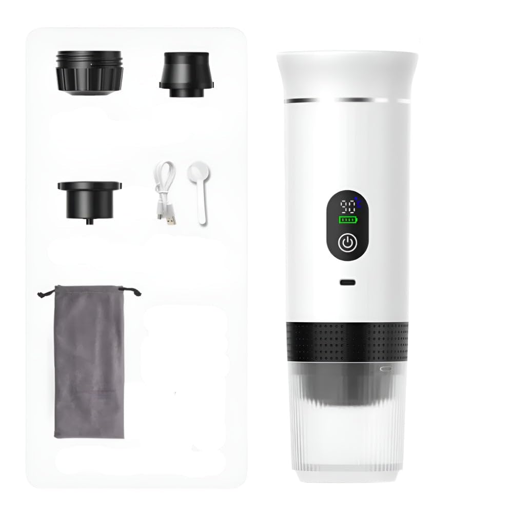 Nanopresso Portable Espresso Machine - Compact Travel Coffee Maker for Camping & Car - Handheld Design - 12V Compatible - Self Heating Option - Espresso Maker for Pods - Convenient & Rechargeable