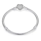 Material 100% nuevo Wonderful Day Nuevas Pulseras con dijes chapados en Plata Cute Mickey Snake Chain Fit Pulseras básicas Finas para Mujeres Charms Fashion Beads DIY Jewelry, Snake Chain 08,21cm