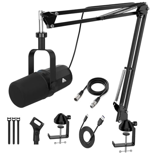 Image of Audio Array AM-C11 Pro XLR /USB Professional Dynamic Mic Kit | Premium Metal 96kHz /24bit Studio Quality | 2M XLR & USB Cables,Volume Control,Mute & Realtime Monitoring | Streaming,Gaming & podcasting