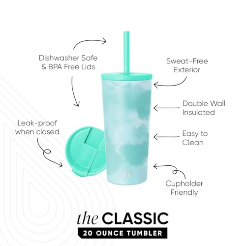 Image of Simple Modern Classic Tumbler with Straw Lid | Insulated Iced Coffee Cup Reusable Stainless Steel Water Bottle Travel Mug | Gifts for Women Men Her Him | 20oz | Ocean Tide