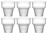 Red Co. Set of 6 Clear Glass 8 Fl Oz Ice Cream Cone Shaped Coupe Dessert Bowls