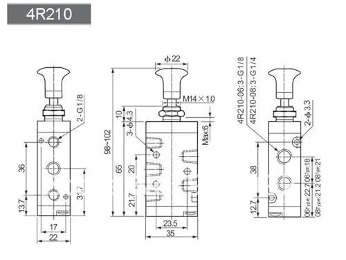 Électrovanne 4R210-08 robuste en alliage d'aluminium à commande manuelle 1/4"
