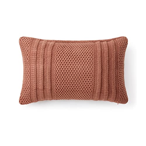 Cozy Bliss Honeycomb Knit Pillowcases Soft Cozy Chunky Knitted Pillow Covers Decorative Farmhouse Throw Pillow Case for Couch, Bed,Sofa, 20"x12" Cosmic Rust