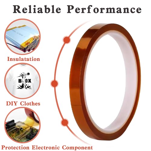 Image of High Temperature Tape Heat Resistant Adhesive Transfer Tape Heat Vinyl Thermal Sublimation Press Tape No Residue Electronics Soldering Circuit Board 10mm X 33m 108ft 2 Rolls
