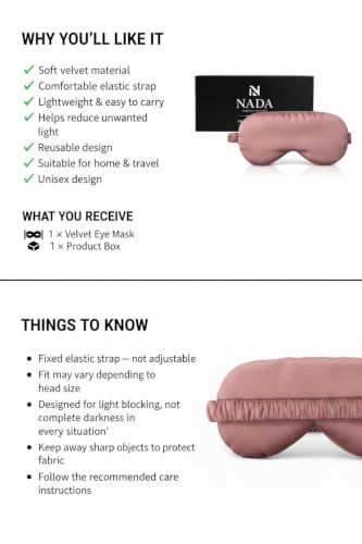Image of Eye Mask for Sleeping for Women, Velvet Super Soft Sleep Mask Blind Fold for Comfortable Sleep, Travelling, Meditation & Relaxation, Eye Pad for Girls, Blind Fold for Sleeping - Peach (Pack of 1)