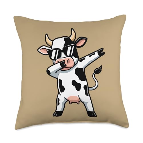 Dabbing Cow Funny Farm Animal Men Cool Dab Dance Graphic Throw Pillow