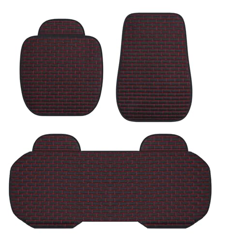 ZQX 車 座布団 収納ポケット付き 四季汎用 リネン風素材 車用シートカバー 滑り止め 快適ドライブ 蒸れない お尻快適 3D立体デザイン 運転席 取り付け簡単 2個座面+後部座席（赤黒色）