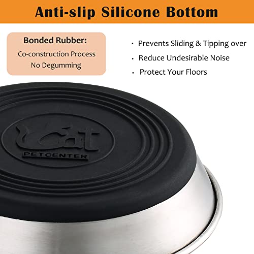 Wroswt Stainless Steel Cat Bowls,Whisker Friendly Shallow Cat Dishes For Food And Water,Non-Slip Silicone Bottom,Heavy Duty,Replacement Kitten Metal Plate For Elevated Stands,2 Pack thumb #1
