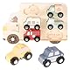WUISOLQP 6 Stück Spielzeugauto Holz, Fahrzeuge ab 1 Jahr HolzautosEarly Development & Activity Toys, Montessori Spielzeug Baby, Holzspielzeug Auto, Montessori Spielzeug ab 1 Jahr
