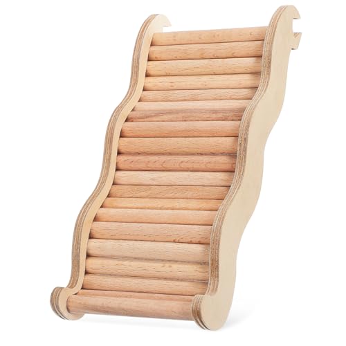 EXAOMBLE 波浪爬梯 ハムスター用木製はしご クライミングトイ 小型ペット用ブリッジ 器具 段差付きデザイン 省スペース 取り付け簡単