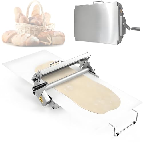 Manueller Teigausstecher 30 cm / 39,9 cm – Edelstahl-Teigroller mit 10 festen Dickeneinstellungen und Mikroeinstellungszifferblättern – ideal für Gebäck, Fondant, Croissants, Pizza