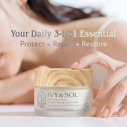 Ivy & Sol Face Moisturizer with Broad Spectrum SPF 30 | Lightweight Daily Moisturizer | Hydrating, Non-Greasy, Radiant Finish | With Niacinamide & Ceramides | 1.7 oz